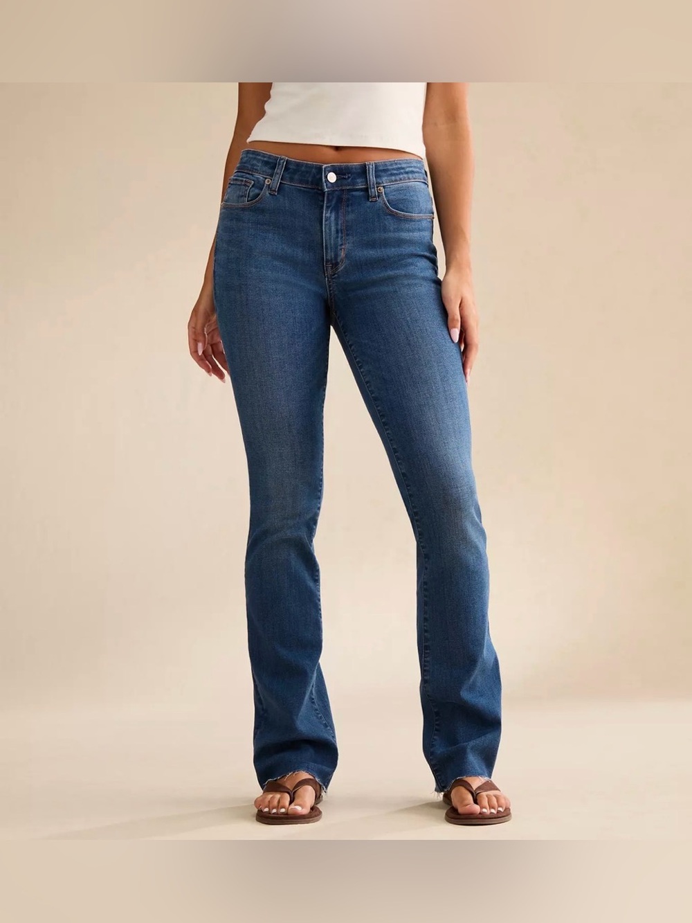 American Eagle Outfitters Mid Rise Skinny Kick Boot Cut Jeans - Blue
